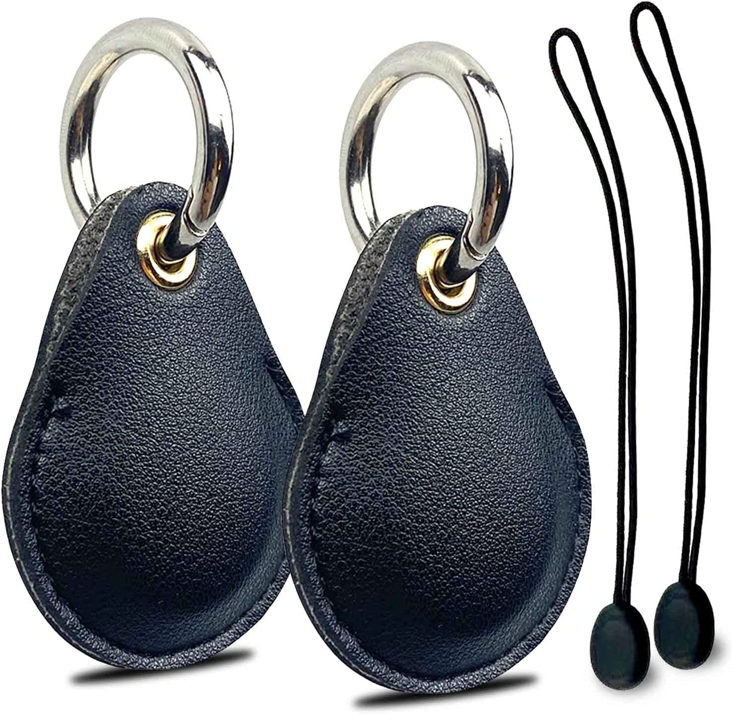Keyring Holder for Airtag 2 Pack, Air Tag Key Ring Tracker Keychain Compatible with Apple Item Finder, Hidden Leather Itag GPS Locator Protective Cover Sleeve Key Fob Organizer Carabiner Accessories