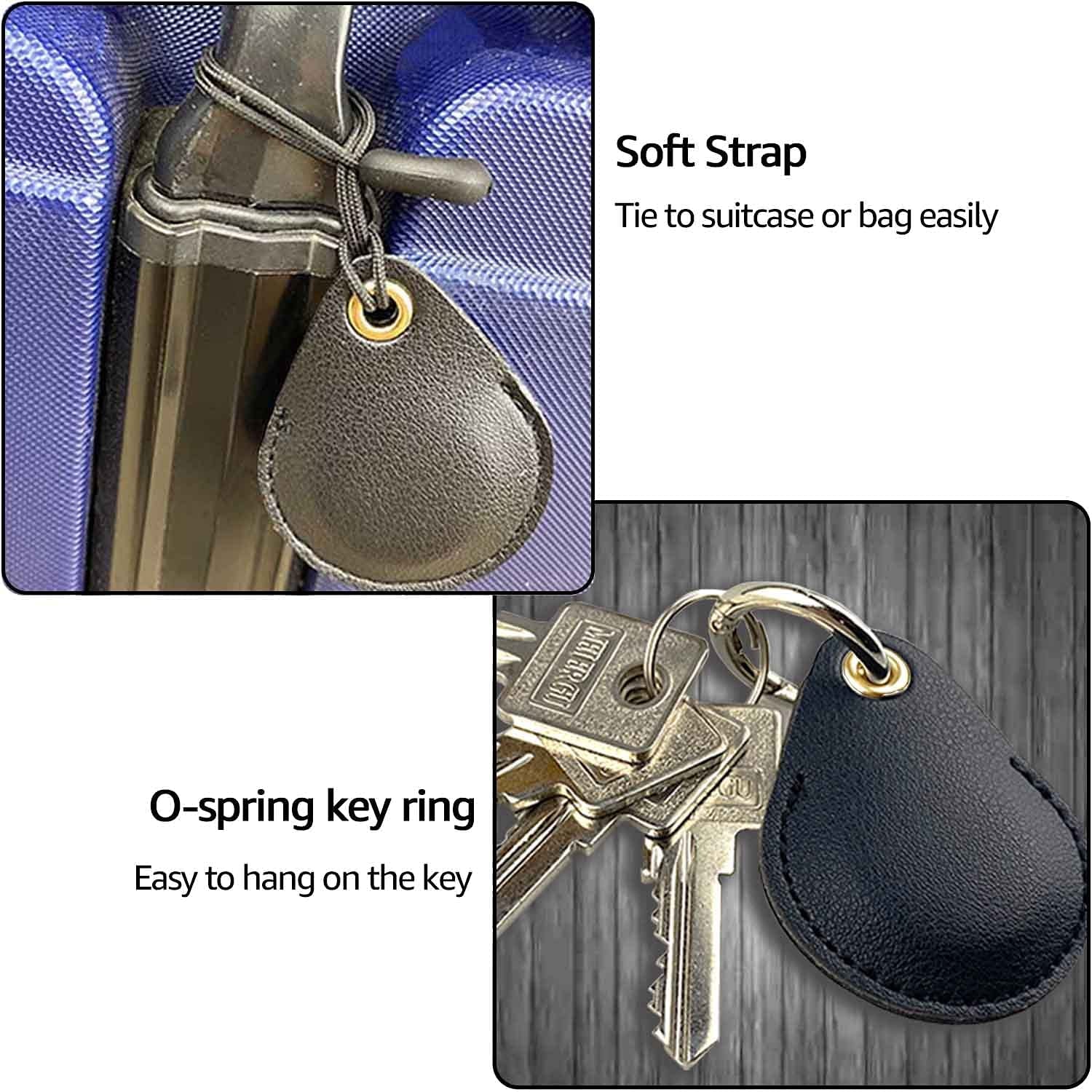Keyring Holder for Airtag 2 Pack, Air Tag Key Ring Tracker Keychain Compatible with Apple Item Finder, Hidden Leather Itag GPS Locator Protective Cover Sleeve Key Fob Organizer Carabiner Accessories